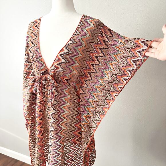BECCA‎ Sundown Crochet Knit Tunic Metallic Sheer Beach Cover Up Women's Size M/L - Picture 4 of 13